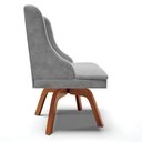 Ver imagem 6 de Kit 4 Cadeiras Estofadas Base Giratória de Madeira Lia Suede Cinza - Ibiza