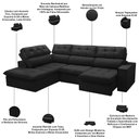Ver imagem 4 de Sofá 4 Lugares Retrátil Reclinável Chaise Esquerdo 288cm Solin F04 Veludo Preto - Lyam Decor