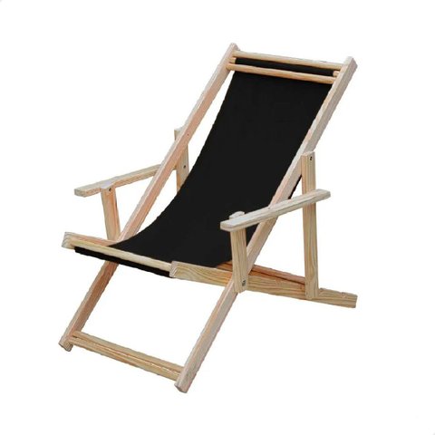 Espreguiçadeira Dobrável para Piscina ou Varanda - Madeira Maciça, com Braço, Natural