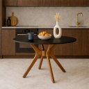 Ver imagem 2 de Mesa de Jantar Julia Redonda Elegante Cozinha 1,10 C/ Vidro:preto