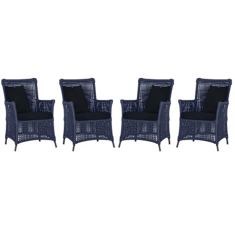 4 Poltronas Igapó Alumínio Micro Pintura Preta Corda Náutica Estofado 12
