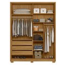 Ver imagem 3 de Guarda Roupa Solteiro Toronto 2 Portas Freijó Off com Espelho com Cômoda Gaveteiro Dhara Freijó