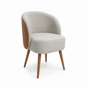 Ver imagem 2 de Poltrona Decorativa Celine Bouclé Pés Palito Madeira Sala Quarto Confortável - Bege/Marrom