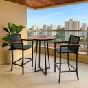 Ver imagem 4 de Mesa Bistrô Redonda Tampo em Madeira Maciça Estrutura em Alumínio Pintura Eletrostática Natural