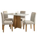 Ver imagem 1 de Mesa de Jantar Ana com 4 Cadeiras Ana Ipê/Off White/Marrom Claro - PR Móveis