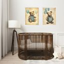 Ver imagem 1 de Kit 2 Quadros Infantis Ursos Vintage - Balões 24x18cm - com Vidro:moldura Branca