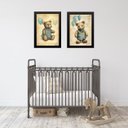 Ver imagem 2 de Kit 2 Quadros Infantis Ursos Vintage - Balões 24x18cm - com Vidro:moldura Branca