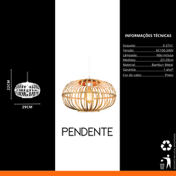Pendente Luminária Artesanal em Bambu com Design Rústico Natural - 7