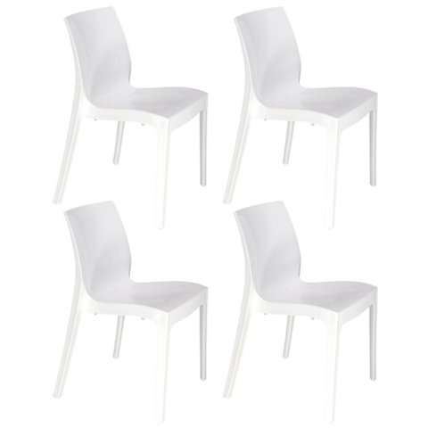 Kit 4 Cadeiras Plástica Branca Tramontina Área Gourmet Cozin