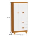 Ver imagem 4 de Guarda Roupa Apolo 3 Portas e 3 Gavetas Branco Fosco/Savana - Reller Móveis