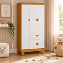 Ver imagem 1 de Guarda Roupa Apolo 3 Portas e 3 Gavetas Branco Fosco/Savana - Reller Móveis