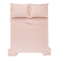 Cobre Leito Casal Karsten 270 Fios Cetim 100% Algodão Domos Rosa - 2