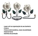 Ver imagem 3 de Kit 3 Peças para Banheiro com Flores em Ferro:branco