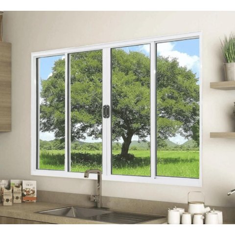 Janela de Correr Alumínio Branco 04 Folhas Classic - 120x120