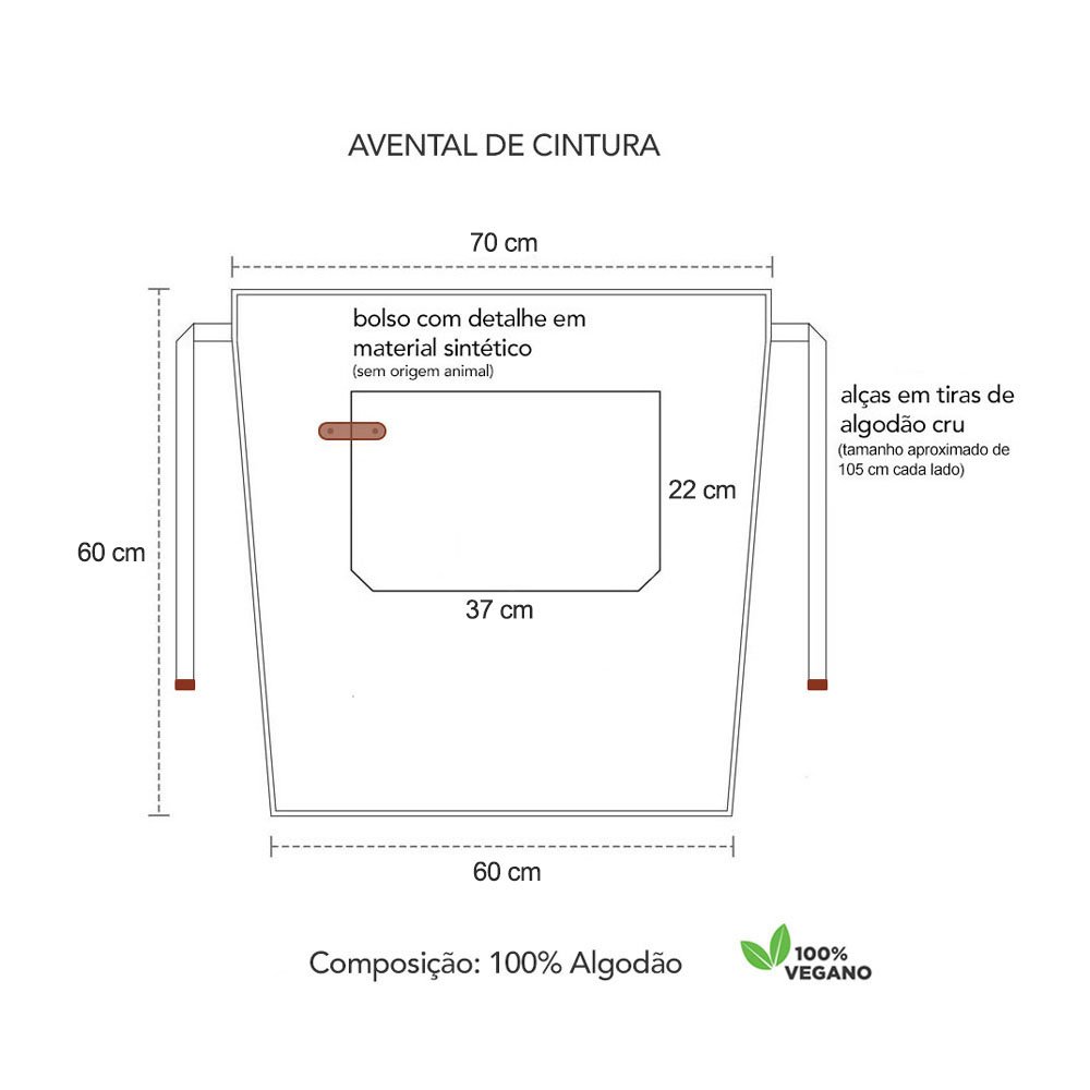 Avental de Cintura e Faixa Bege Chef Cozinha Cafeteria Spa - 5