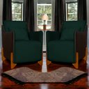 Ver imagem 6 de Kit 2 Poltronas Composê Heloisa Couro Marrom Veludo Verde