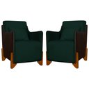 Ver imagem 1 de Kit 2 Poltronas Composê Heloisa Couro Marrom Veludo Verde