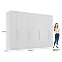 Ver imagem 2 de Guarda Roupa Casal Master New 8 Portas de Bater 4 Gavetas MDP Branco Brilho com Cômoda Havana