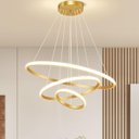Ver imagem 3 de Pendente Lustre Anéis 3 Aros Dourado 89w 60/40/20cm Multitemperatura