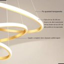 Ver imagem 6 de Pendente Lustre Anéis 3 Aros Dourado 89w 60/40/20cm Multitemperatura
