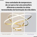 Ver mais imagens de Pendente Lustre Anéis 3 Aros Dourado 89w 60/40/20cm Multitemperatura