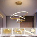 Ver imagem 2 de Pendente Lustre Anéis 3 Aros Dourado 89w 60/40/20cm Multitemperatura