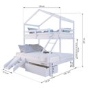 Ver imagem 3 de Beliche Casal/ Solteiro Casinha com Gavetas e Kit Escada/escorregador Madeira Maciça Branco