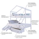 Ver imagem 4 de Beliche Casal/ Solteiro Casinha com Gavetas e Kit Escada/escorregador Madeira Maciça Branco