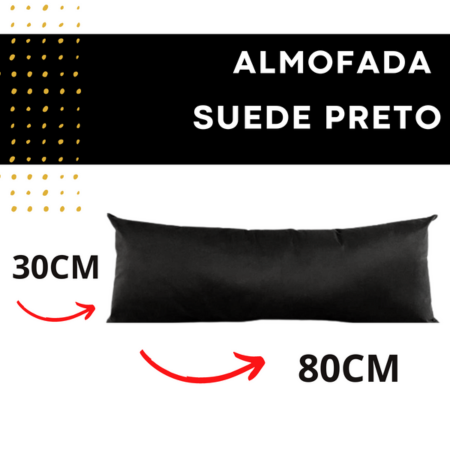 Almofada Suede Veludo Baguete Rim Rinzeira Para Sofá Retrátil Cama Poltrona Travesseiro Xuxão 80X30  - 2