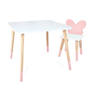 Kit Mesa e Cadeira Infantil Borboletinha - Rosa Bebe