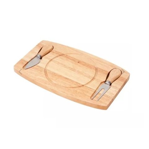 Kit Tabua Retangular com Utensilios para Queijo de 17x28x1,5cm Unyhome