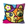 Capa de Almofada Decorativa Avulsa Cores Gato Romero Brito 60x60cm - 1