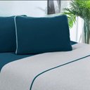 Ver imagem 1 de Jogo de Cama Malha Lençol 100% Algodão Urbano 4 Peças King - Azul Petroleo-mescla