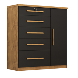 Comoda Livia 5.gav. 1 Porta Castanho/onix - 4