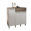 Ver imagem 1 de Balcão de Cozinha com Tampo 90cm 3 Portas 1 Gaveta - Naturale e Off White