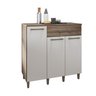 Balcão de Cozinha com Tampo 90cm 3 Portas 1 Gaveta - Naturale e Off White - 1