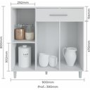 Ver imagem 3 de Balcão de Cozinha com Tampo 90cm 3 Portas 1 Gaveta - Naturale e Off White