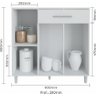 Balcão de Cozinha com Tampo 90cm 3 Portas 1 Gaveta - Naturale e Off White - 3