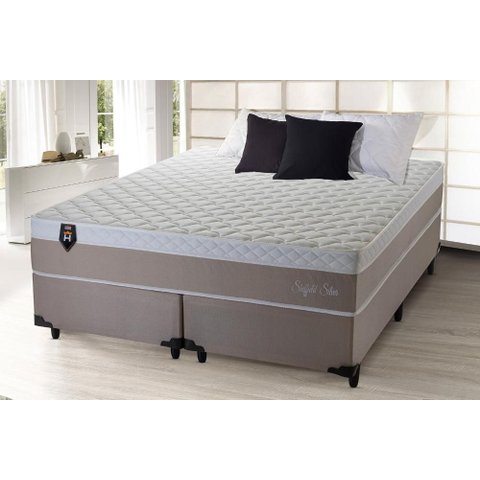 Conjunto Cama Box King Sheffield 193x203x65 Bege C/ Molas Ensacadas