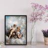 Quadro Decorativo Anjinhos Querubins 45x34cm:Madeira branca - 2