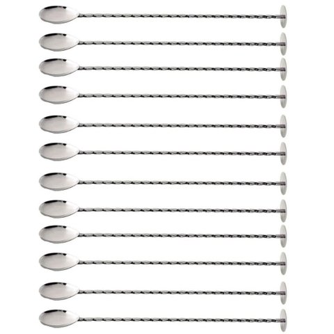 12 Colheres Bailarina Espiral com Disco Tramontina em Aço Inox 27 cm Drinks Coquetel