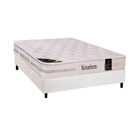 Cama Box Casal: Colchão Molas Ensacadas Castor Pocket Kingdom Aloe Vera + Base CRC Courano White(