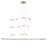 Lustre Pendente Anel de Led Hoop 3 Argolas Aros em Alumínio 78W - 2