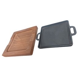 Chapa Bifeteira Quadrada com Suporte de Madeira 20cm - 2