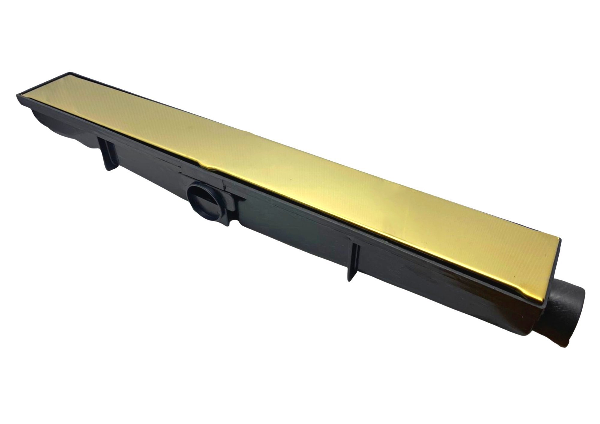 Ralo Linear Oculto Dourado 6x50cm Preto Com tampa Aço Inox Fineza - 1