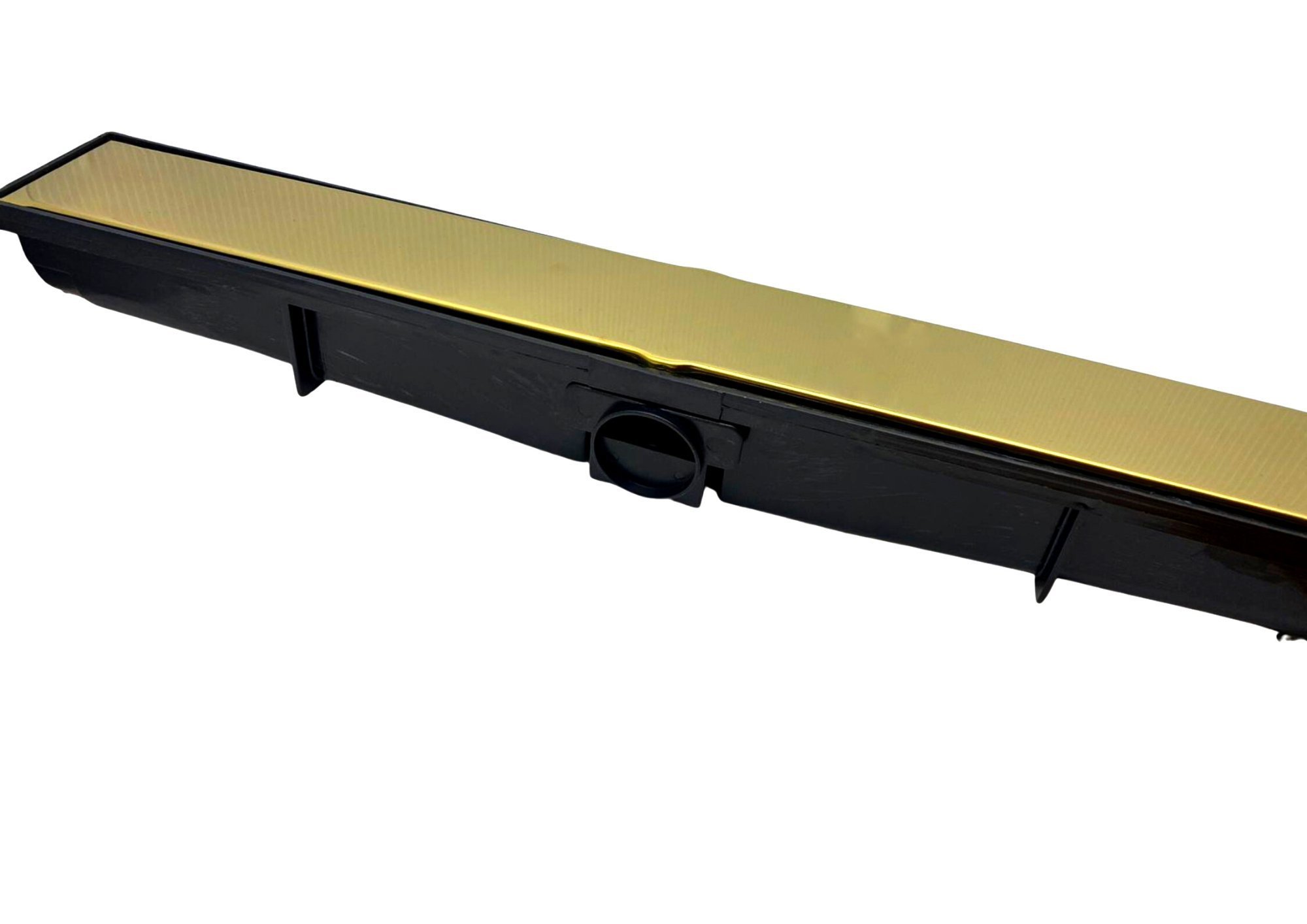Ralo Linear Oculto Dourado 6x50cm Preto Com tampa Aço Inox Fineza - 4