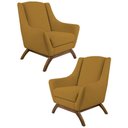 Ver imagem 1 de Kit 2 Poltronas Base Madeira Juliet B-260 Veludo Mostarda