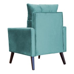 Poltrona Decorativa Ligia Luxo Veludo Azul Turquesa - 5