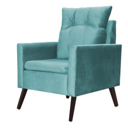 Poltrona Decorativa Ligia Luxo Veludo Azul Turquesa - 3