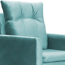 Poltrona Decorativa Ligia Luxo Veludo Azul Turquesa - 4